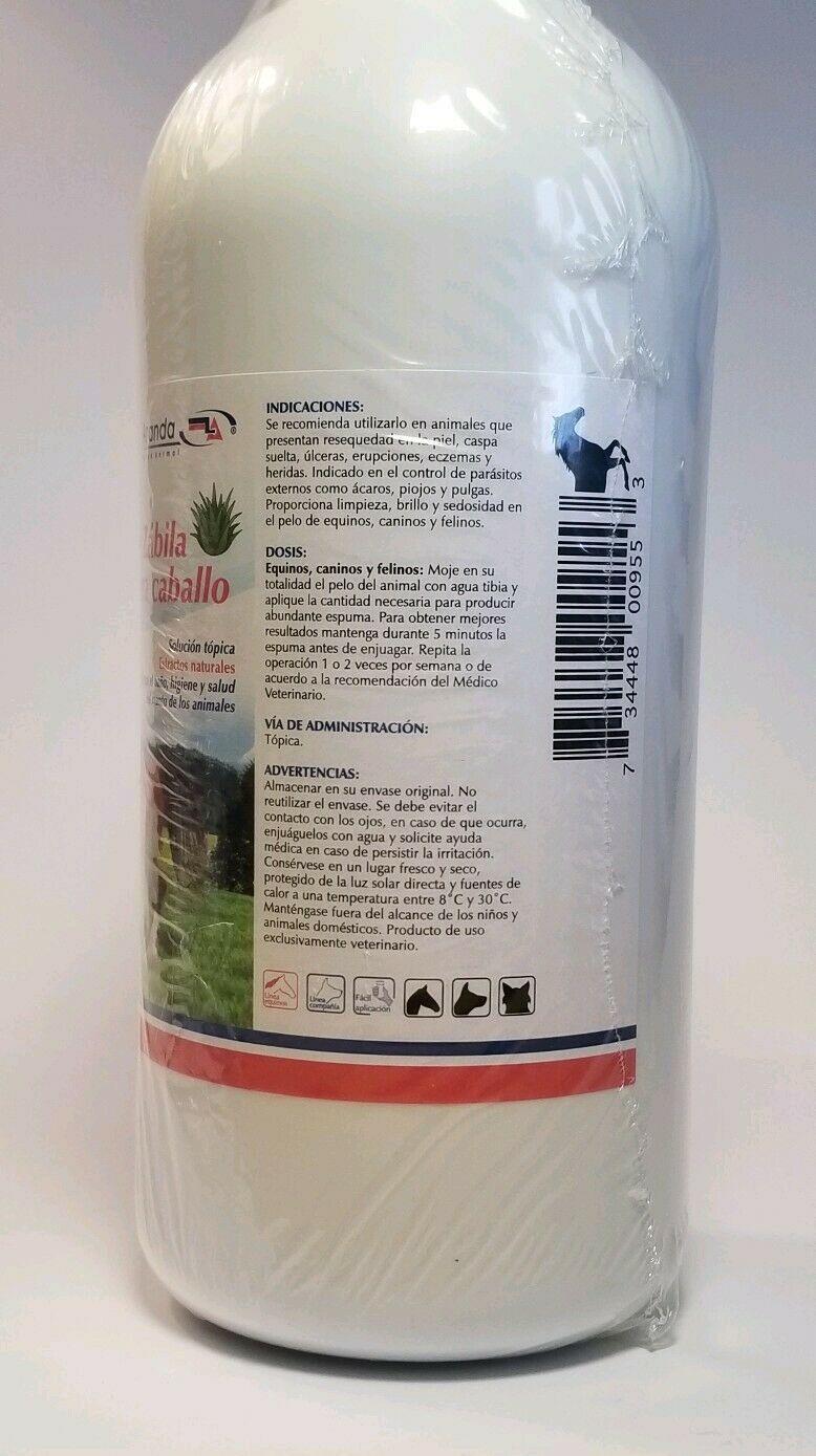 2X Shampoo de Zábila Para Caballo(horse shampoo) Aranda 1L each