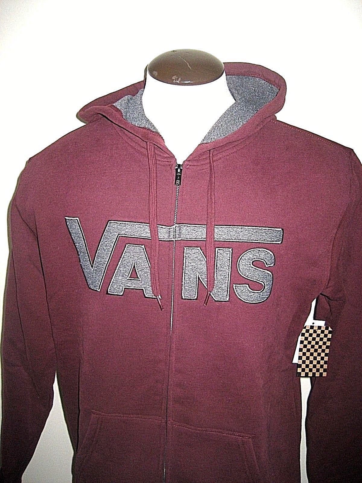 Vans Shoes Mens Drop V Classic Zipper hoodie Sweatshirt Maroon Grey Free Ship Sweatshirts, Hoodies