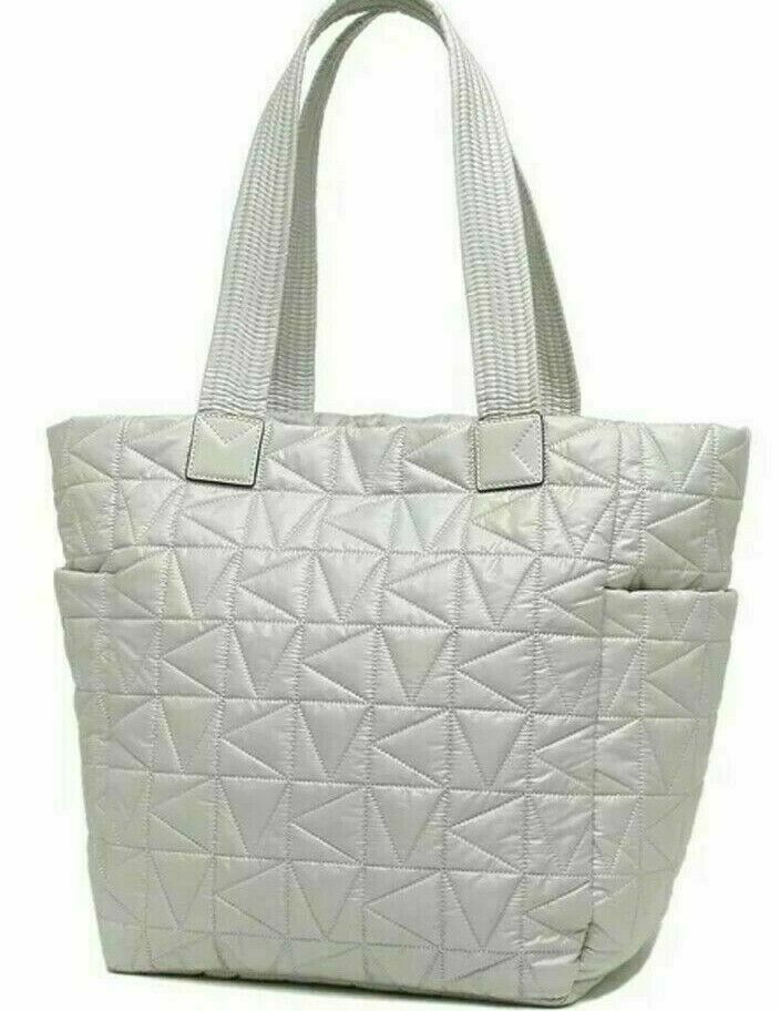 Michael Kors Winnie Quilted Nylon Pearl Grey Large Tote 35T1TW4T3C $398 MSRP FS