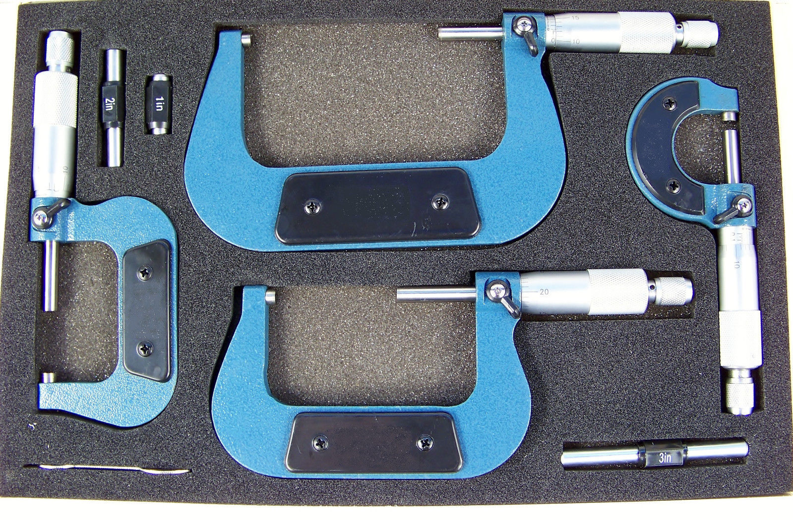 4pc. 0 to 4 inch MICROMETER SET with Wooden Case and Calibrating Mic