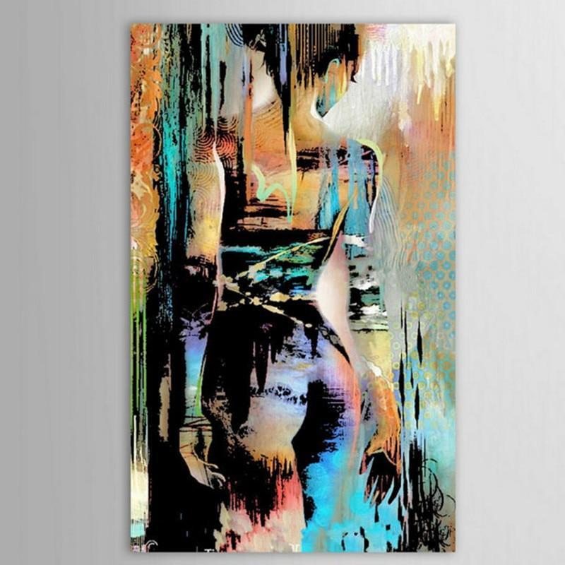 Abstract Graffiti Nude Oil Paintings on Canvas Large Ink Sexy Naked Women (hand