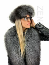 Silver Fox Fur Stole 63' (160cm) Saga Furs Collar Tails / Wristbands / Headband image 3