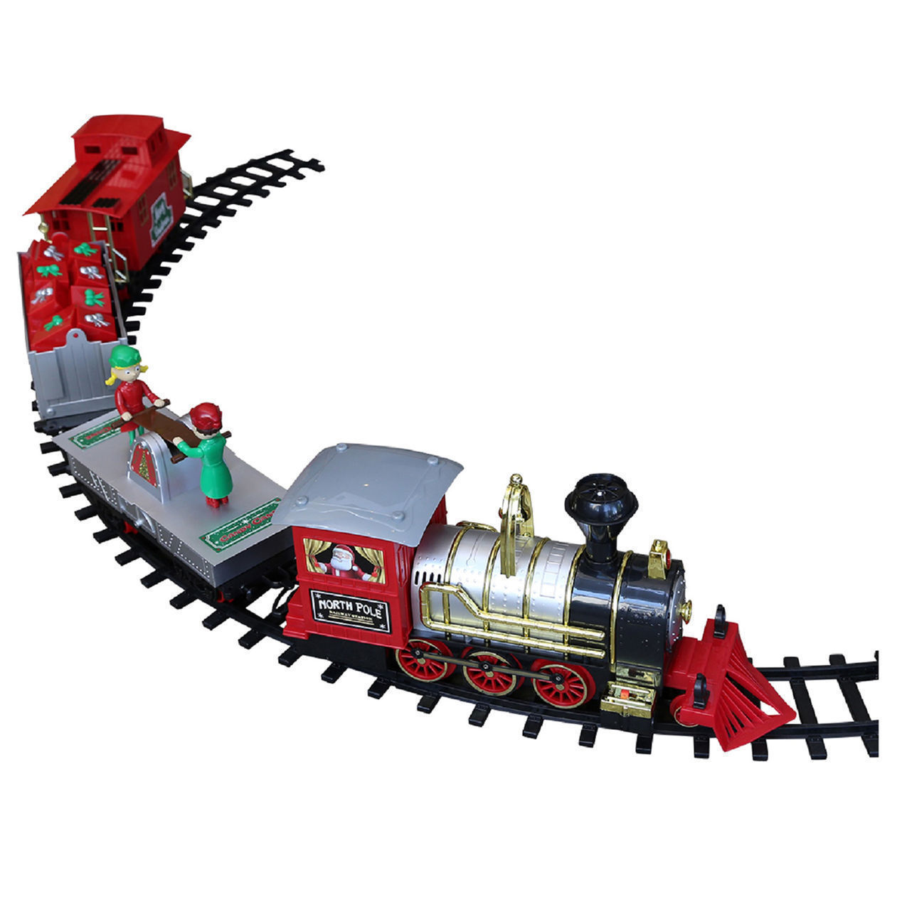 Train Set North Pole Junction Christmas Train 20' Track Light Sound ...