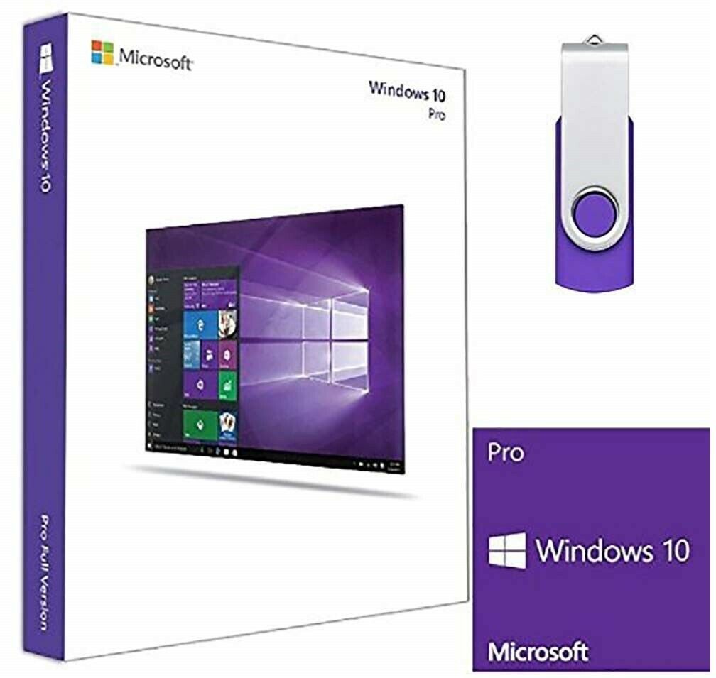 Microsoft Windows 10 Pro USB Drive 64 Bit Full Version Brand New Retail Sealed Operating Systems