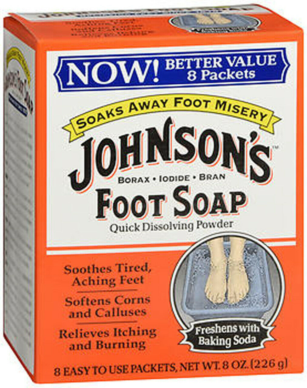 2 PACK JOHNSON'S ORIGINAL QUICK DISSOLVING POWDER FOOT SOAP VALUE SIZE