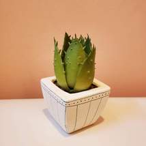 Upcycled Faux Succulent in Planter, Artificial Agave Plant in Pot, Fake Plant