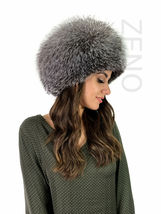 Blue Frost Fox Fur Hat Natutral Colors Saga Furs Full Round Hat Adjustable image 1