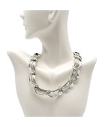 Lisner Silver Tone Ribbon Choker Necklace Vintage 16.5&quot; Length - $19.79