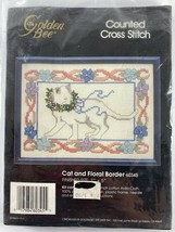 Golden Bee Counted Cross Stitch Kit #60345, Cat and Floral Border - $9.89