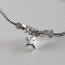 925 RHODIUM SILVER JACK&CO BRACELET WITH SHINY STAR STARLET MADE IN ITALY 7.5 IN image 3