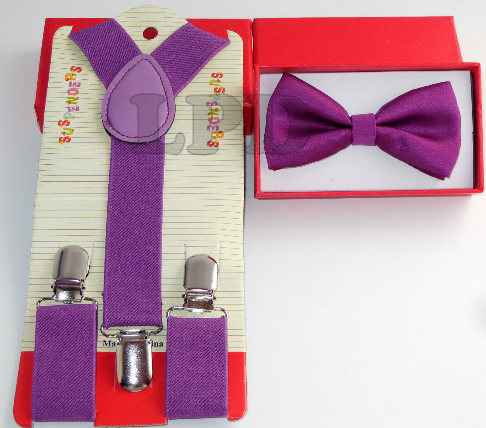 KIDS White Suspenders And BowTie Set CUTE COLORS Children Suspenders