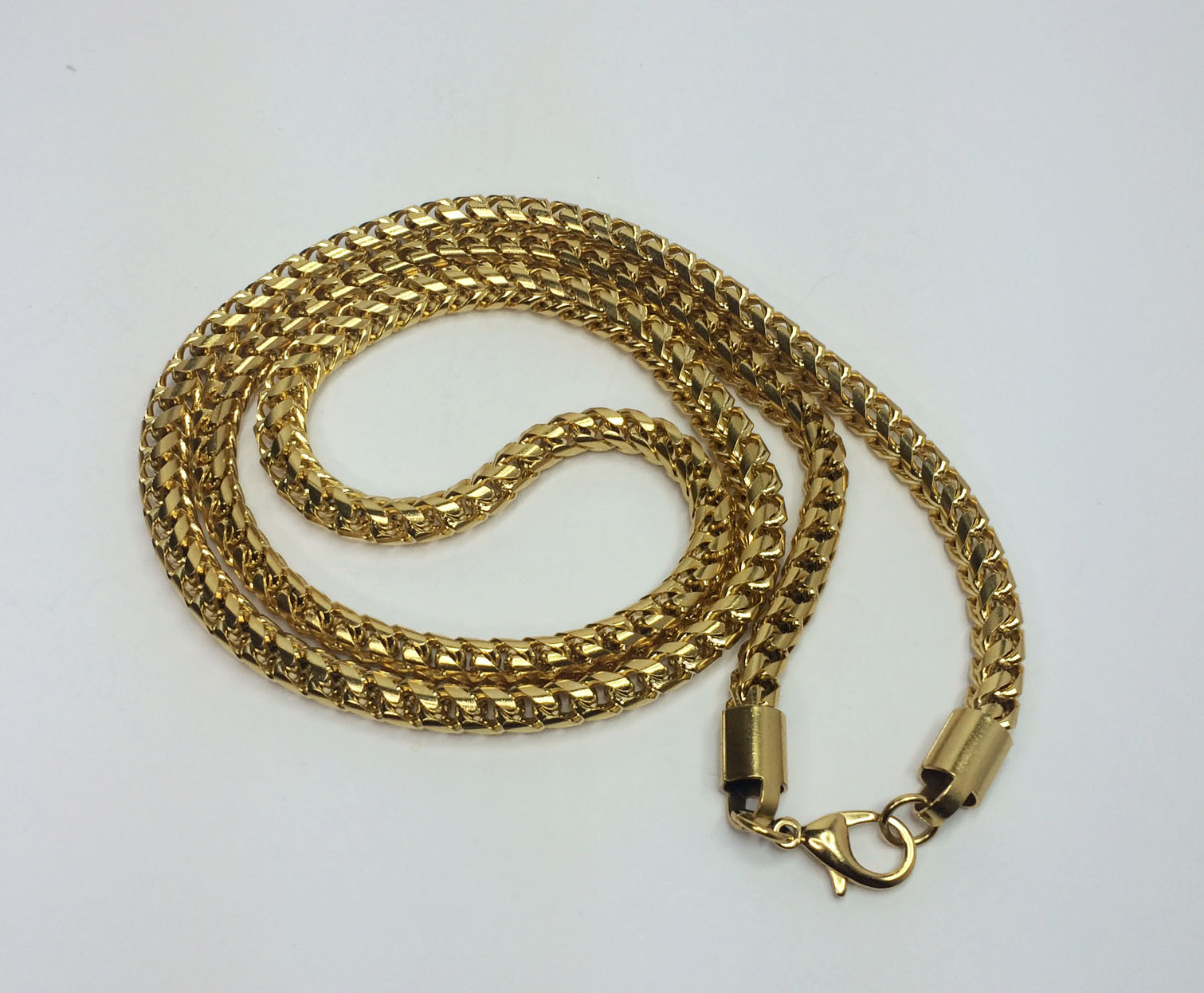 Mens Italian Gold Plated Stainless Steel Franco Chain 30