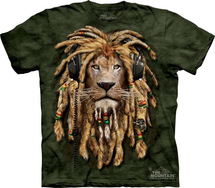 THE MOUNTAIN DJ JAHMAN RASTA LION KING JUNGLE BEATS RASTAFARI T TEE ...