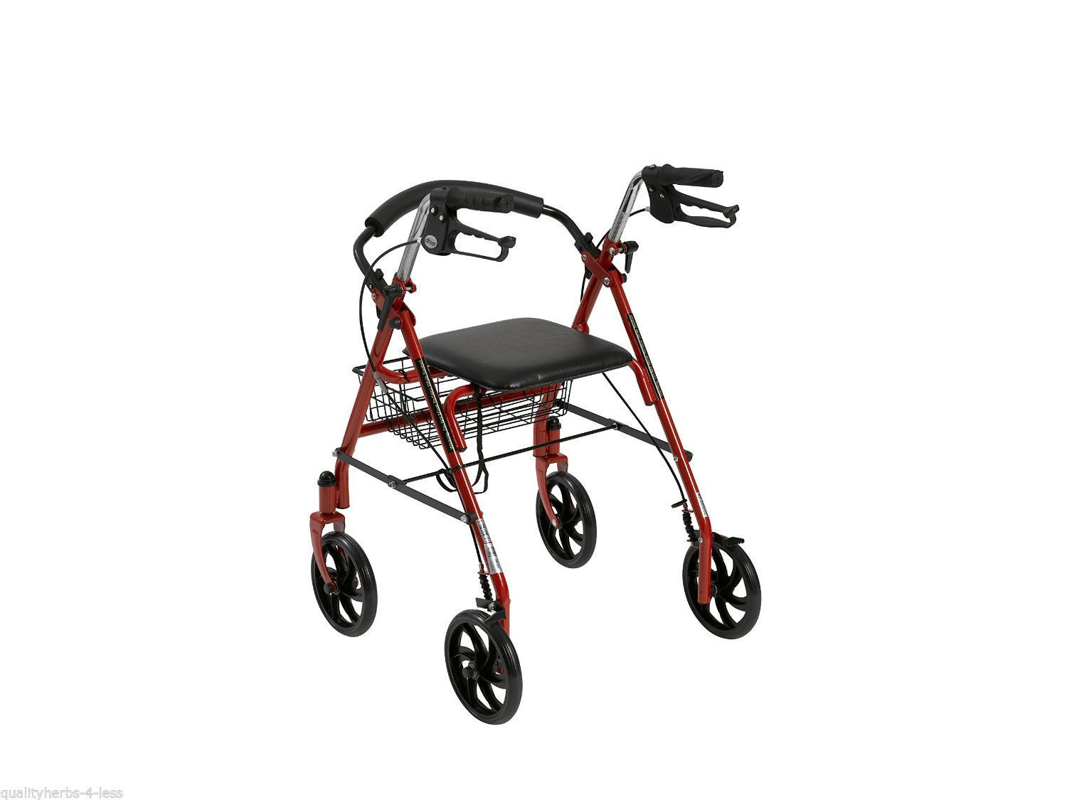 Drive Medical Four Wheel Rollator Fold Up Removable Back Support Gym
