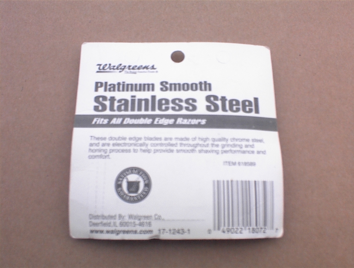 Walgreens PLATINUM Stainless Steel Double Edge Razor Blades Vintage 10