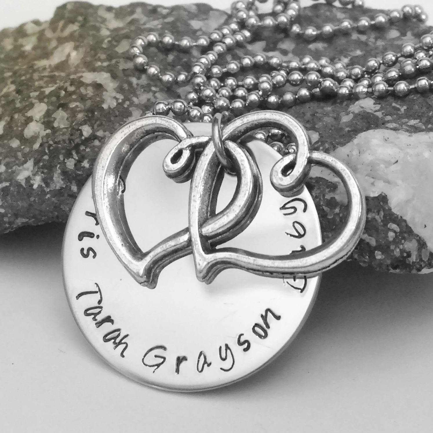 Double Heart Necklace Personalized Names Valentine's Day Gift For Her Charming Necklaces