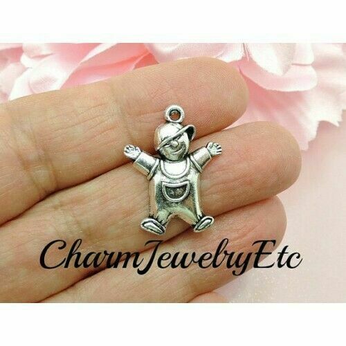 Small Metallic Baby Boy Charm Finding Pendant 10 pieces for Jewellery and Crafts