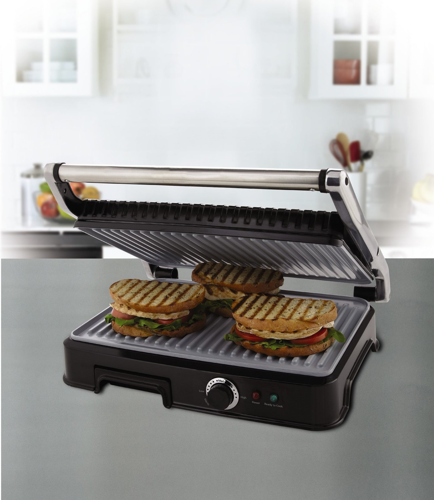 Oster Extra Large Titanium-Infused DuraCeramic Panini Maker and Indoor ...