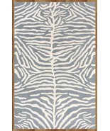 Blue Zebra 100% Wool, 2000-Now, 5&#39; x 8&#39; and Animal Print Handmade Area Rug - $299.00