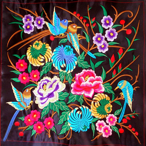 Embroidery Fabric Natural HMONG Yi nationality Pattern Hill Tribe ...