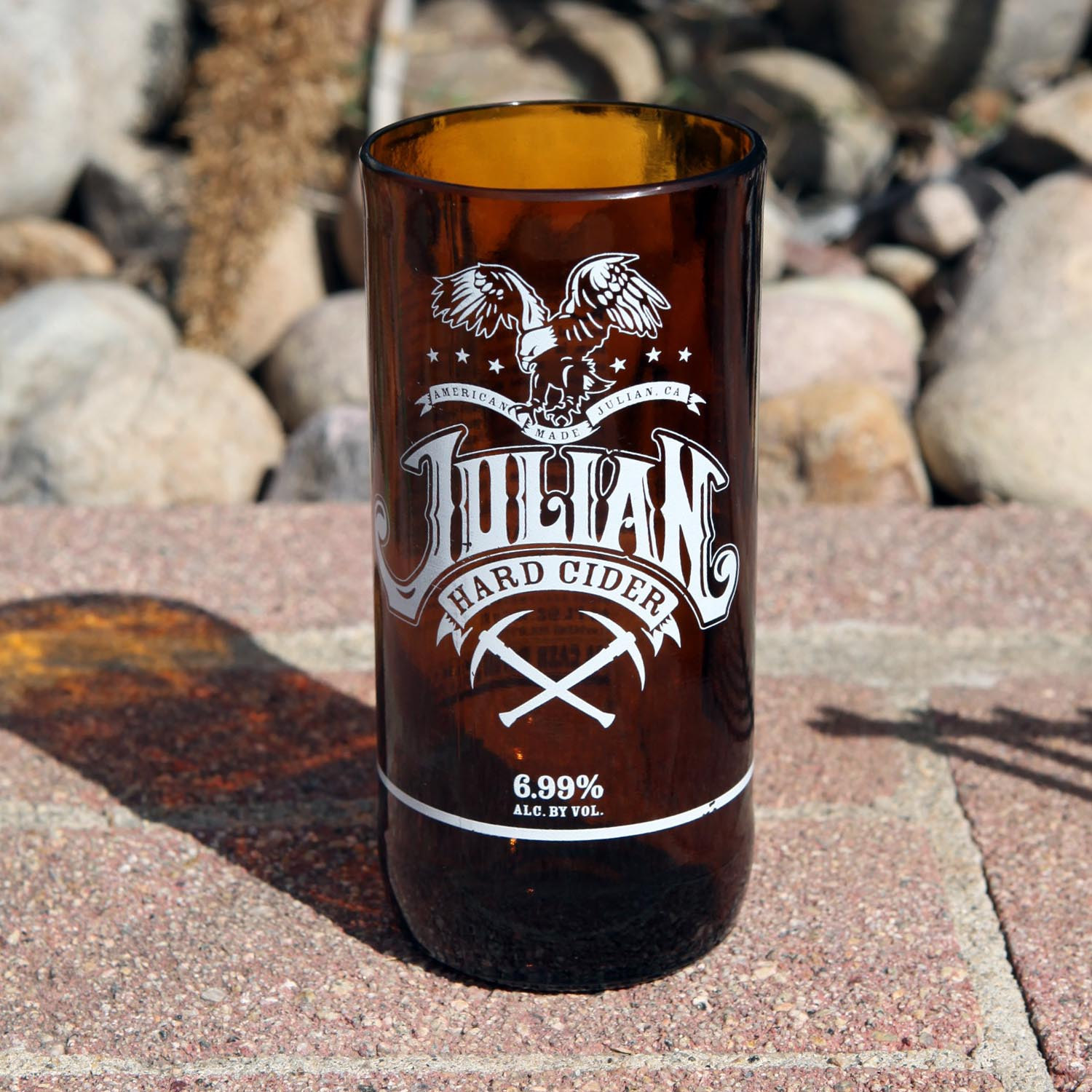 Julian Hard Cider 16 oz beer glass made from a repurposed bottle Glassware