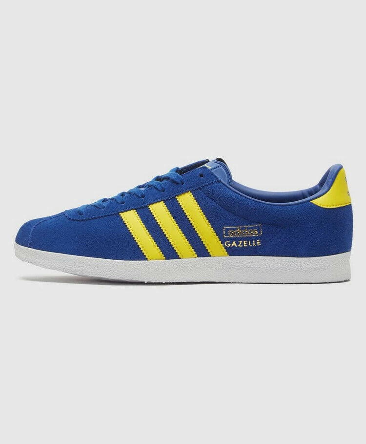 adidas Originals Gazelle Vintage Trainers in Blue / White and Yellow Suede Shoes