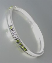 NEW Brighton Bay Silver Filigree Olive Green CZ Crystals Stretch Bracele... - $9.40