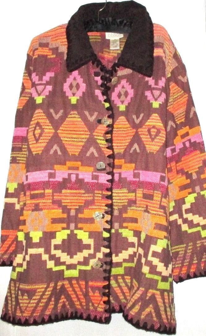 Primary image for WOMEN'S BROWN PRINT BLANKET COAT SIZE 1X CEDAR CANYON