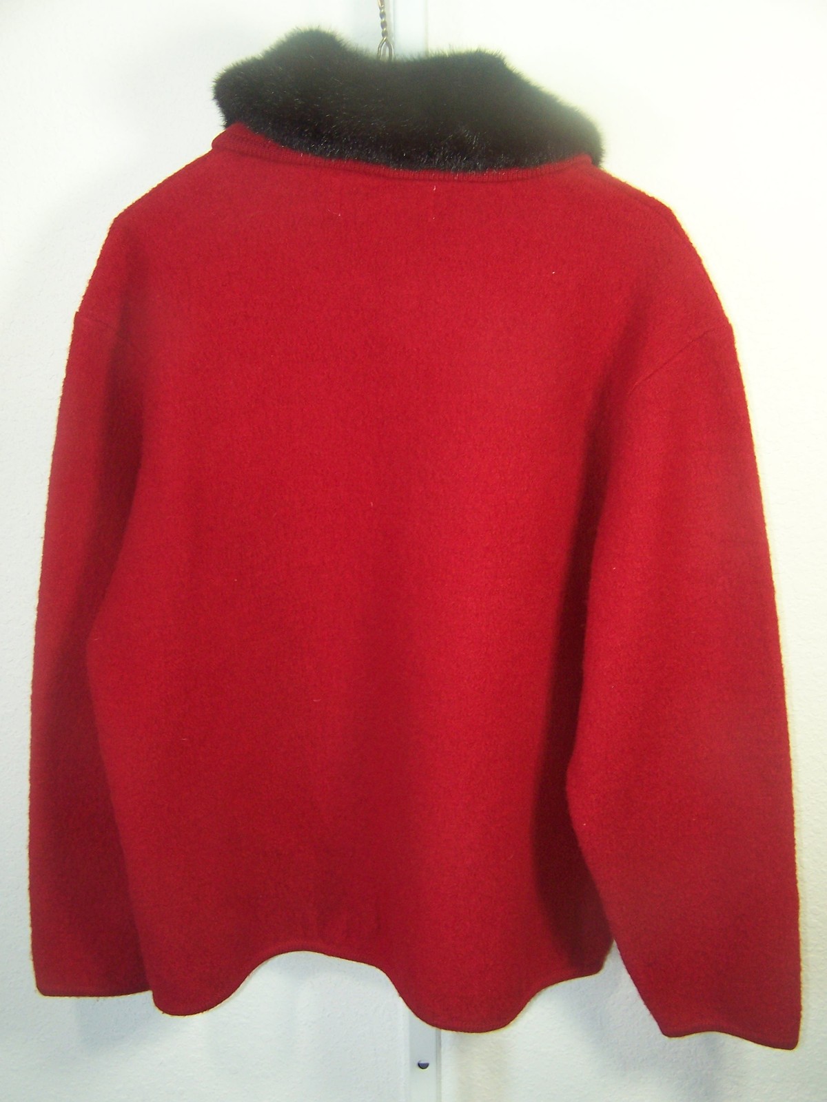 Lisa International womens 100% boiled wool large red jacket full zip ...