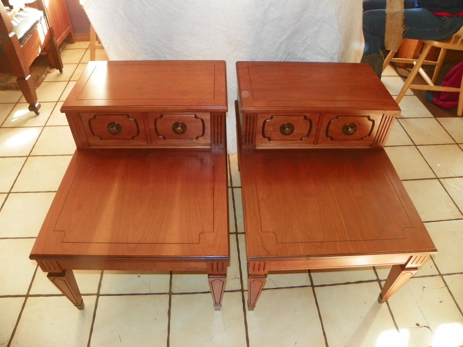 Pair Of Cherry Mersman Step End Tables Side And 50 Similar Items 57 Pair Of Cherry Mersman Step End Tables