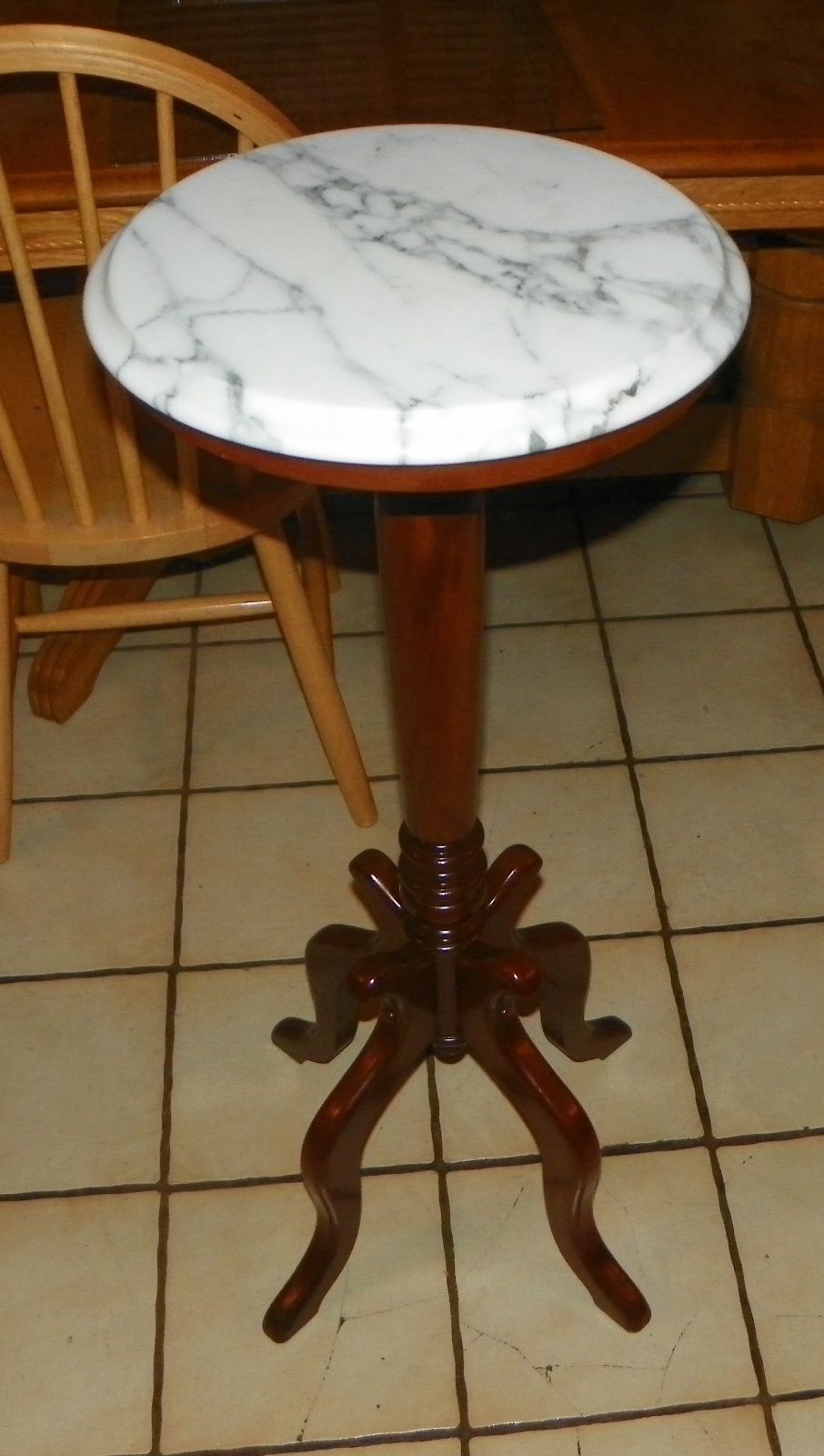 Solid Mahogany Marble Top Plant Stand by Kimball (PS61) Post1950