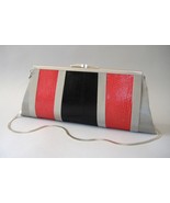 Red Black Snakeskin Purse Wire Mesh Handmade Shoulder Handbag Chain Stra... - $300.00