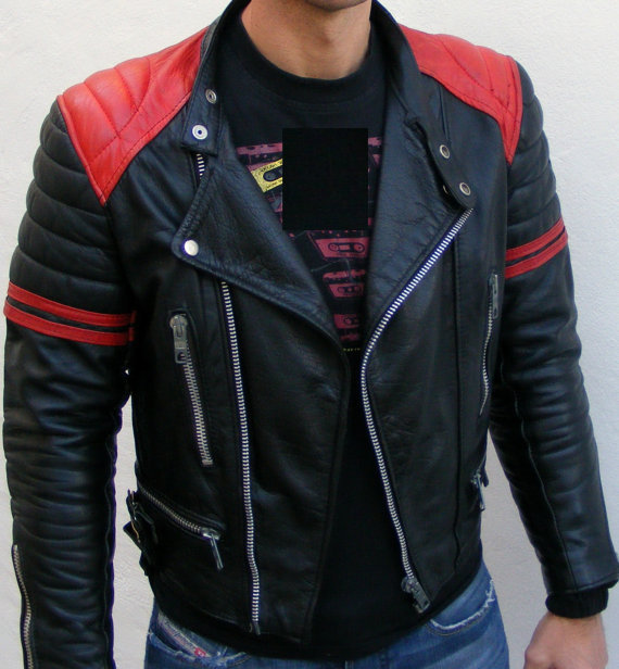 Men Black And Red Leather Jacket With Quality Leather jacket, Men ...