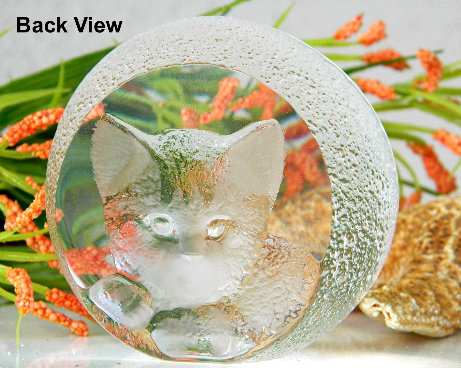 Vintage Mats Jonasson Cat Kitten Crystal Paperweight Sculpture 9176