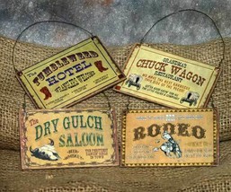 Set of 4 Western Christmas Ornament Signs - $19.98