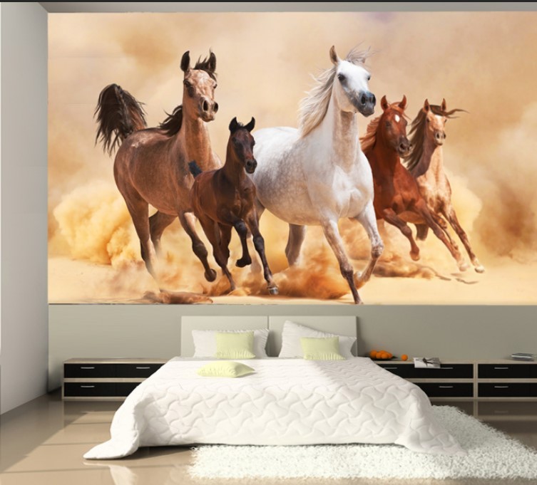 3D Running Horses Design Wallpaper Mural Wall Art Home or Business Min ...