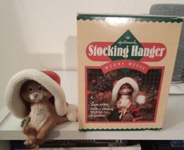 Vintage Hallmark Merry Mouse Christmas Stocking Hanger Mantle Holder Hook 1985 - $13.86