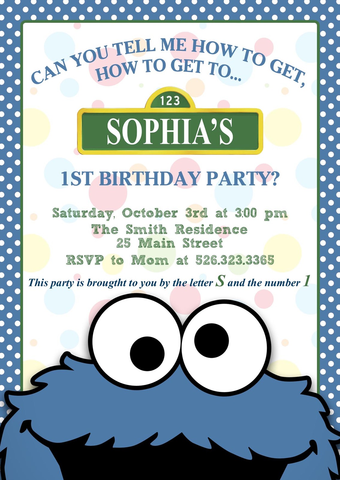 Baby Cookie Monster Invitations 8