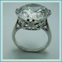Oversize Diamond Cut Crystal Zircon Antique Silver Victorian Renaissance Ring