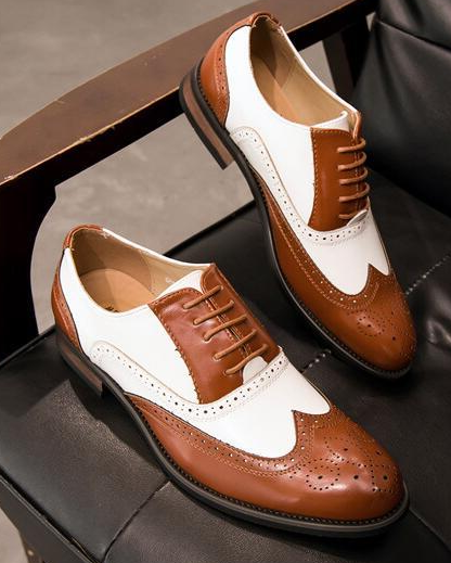 Spectator Two Tone Brogue Wingtip Handmade Leather Oxford Lace Up ...