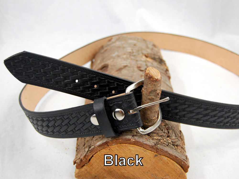 Barsony Heavy Duty Genuine Black Leather Basket Weave Belt 1.5" Size 31-32 - $27.99