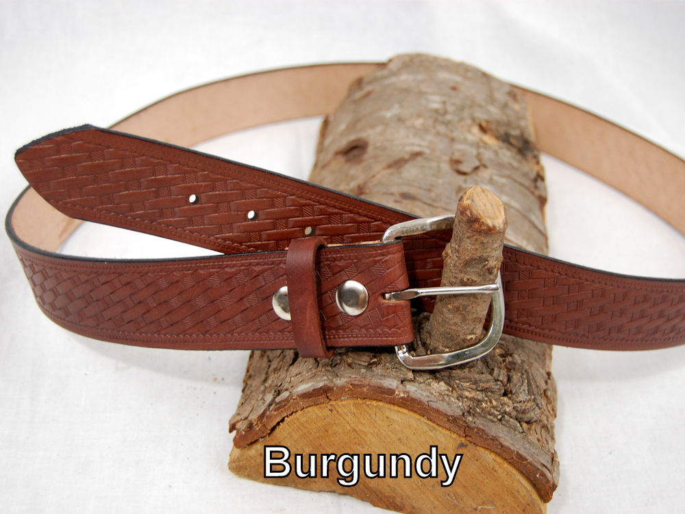 Barsony Heavy Duty Genuine Black Leather Basket Weave Belt 1.5" Size 57