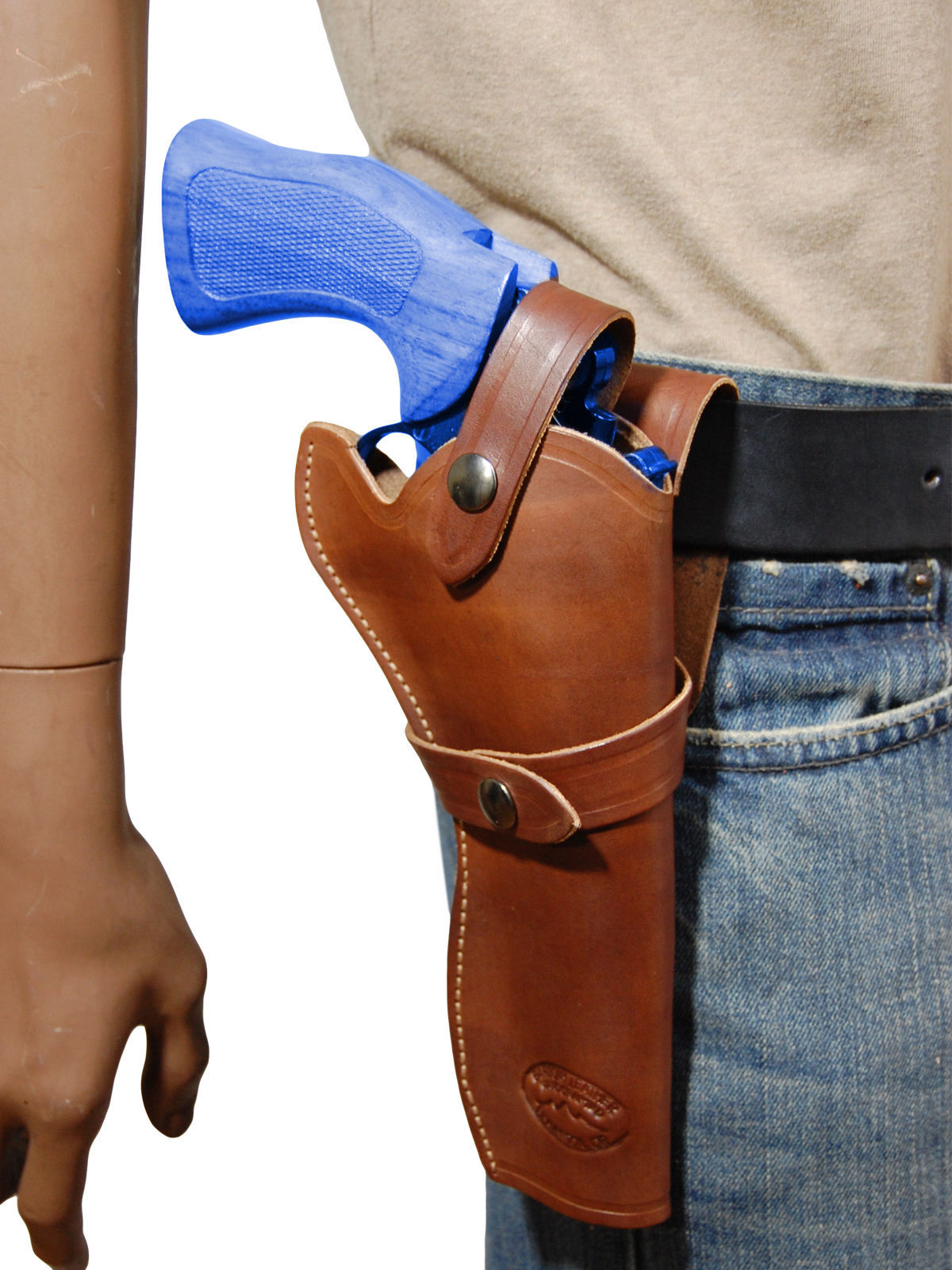 New Barsony Brown Leather Western Style Gun Holster For Ruger 6