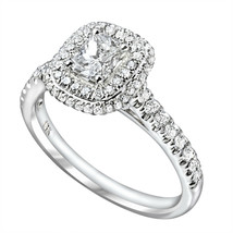 1.04ct Radiant Cut Diamond Engagement Double Halo Set Ring 18k White Gold - $1,781.01