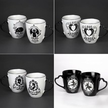 Alchemy Gothic Bone China His/Her 2 Mug Gift Sets Black Cats Witch Warlo... - $29.95