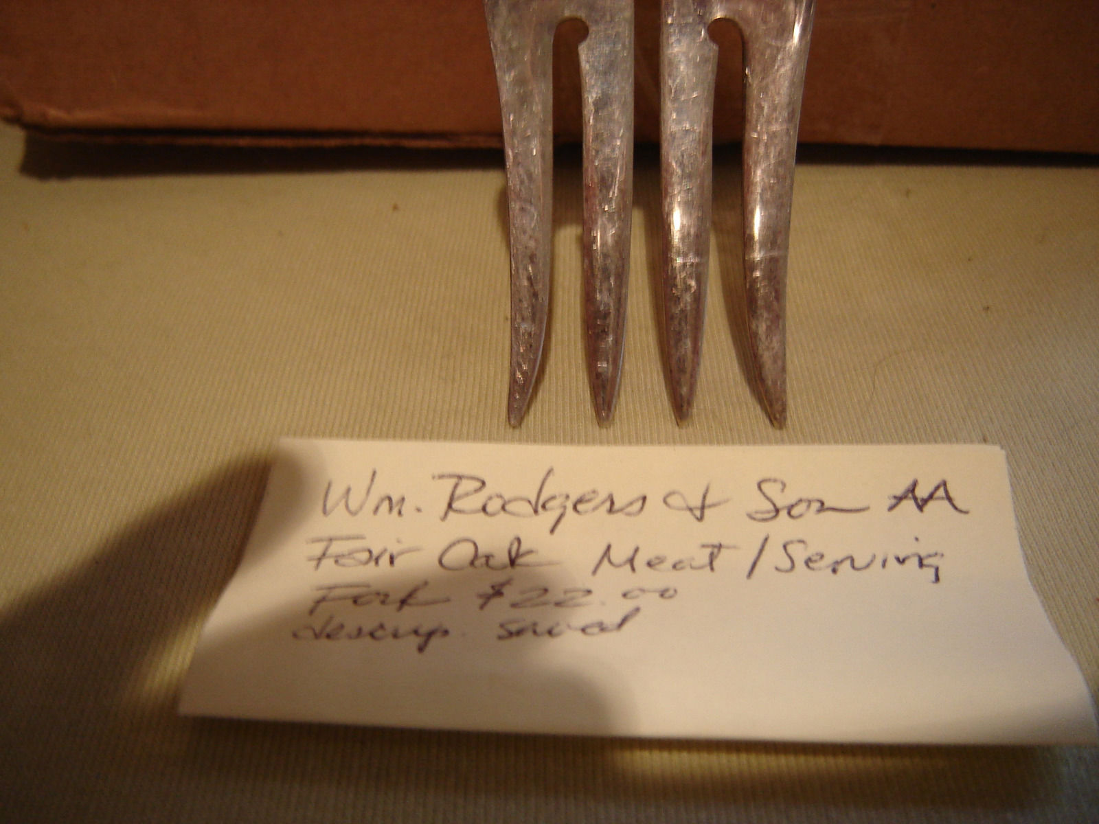 FAIR OAK Cold Meat Serving Fork SP Wm. Rogers & Son AA Vintage 1900