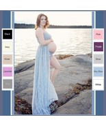 Baby Bump Luxury Lingerie Flowing Long Lace Chiffon Negligee in 10 Color... - $96.95