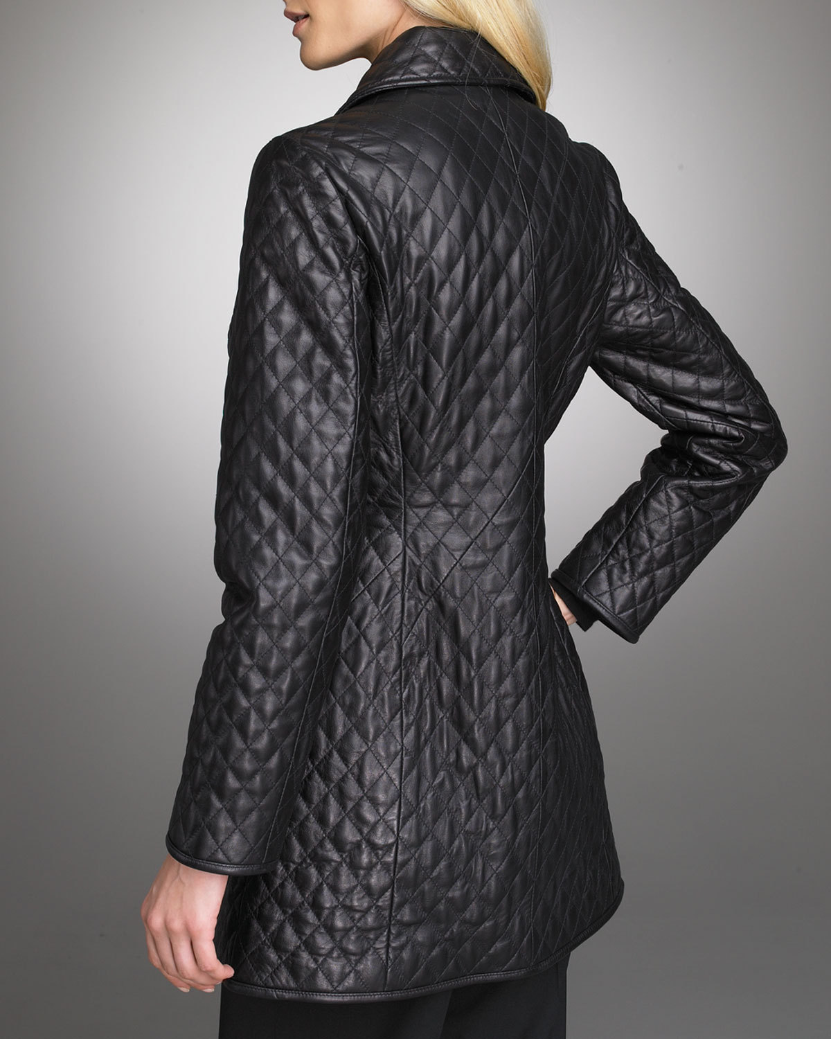 Womens black quilted leather coat, Women quilted leather jacket, womens ...