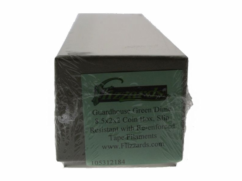 2/" x 2/" x 8.5/" Guardhouse Green//Dime Coin Storage Box with 100 flips