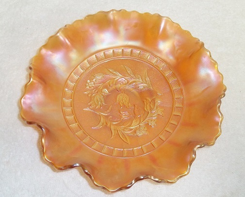 Amber carnival glass leaf candy dish candy bowl vintage opalescent amber ca...